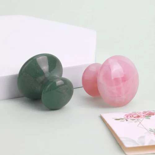 Miniatura 2 de 2 piedras de masaje en forma de hongo, piedra de jade natural, roca caliente para masaje de spa (2-P & B, rosa y azul)