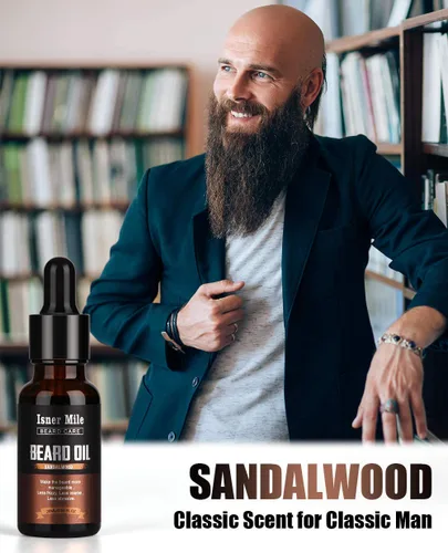 Miniatura 4 de ISNER MILE Kit de 5 Aceites para Barba: Sándalo Naranja Cedro Salvia Sin Fragancia para Cuidado y Acondicionador de Barba, Rellenos de Calcetín