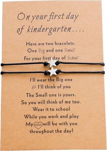 FUNGOS First Day of School Bracelets Back to School Gift Mother and Daughter Bracelets Set Mommy and Me Back to School Bracelet Heart Bracelets,