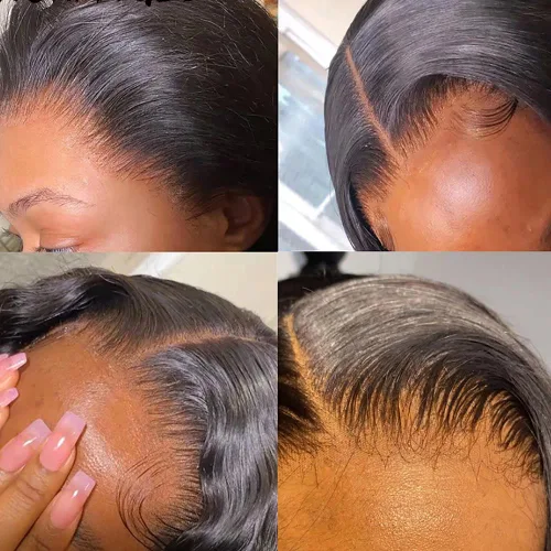 Miniatura 6 de Pelucas de cabello humano con encaje frontal transparente HD de 13 x 4, color 1B30, línea de cabello natural prearrancada, nudos blanqueados