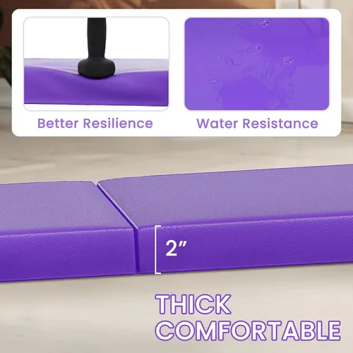 Miniatura 5 de Fitvids Esterilla de gimnasia plegable para hacer ejercicio, 2 x 6 x 2 pulgadas, con asas de transporte, de alta densidad, antidesgarros, portátil