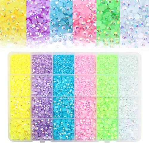 Miniatura 13 de 22800 diamantes de imitación de gelatina para arte de uñas, diamantes de imitación con parte trasera plana, color morado, brillantes a granel, gemas