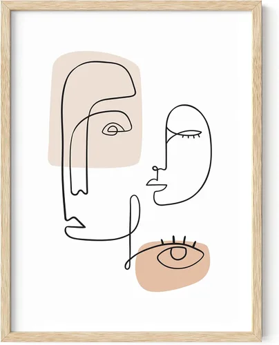 HAUS AND HUES Impresión artística minimalista de mujer, póster de figura femenina, arte abstracto de pared neutro, arte de pared de dibujo lineal,