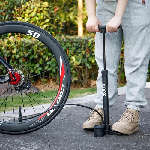 Miniatura 7 de Bomba de bicicleta con manómetro - Bomba de neumático de bicicleta de 160 PSI se adapta a válvulas Presta y Schrader - Bomba de aire portátil