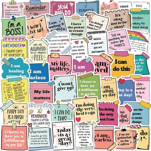 Miniatura 10 de Paquete de calcomanías inspiradoras, 52 unidades de calcomanías positivas y motivadoras de vinilo impermeable de Dovipta para estudiantes, Estímulo
