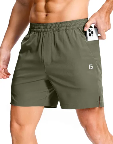 Miniatura 60 de GGJ Pantalones cortos deportivos ligeros para hombre con 2 bolsillos con cremallera de 7/5/9 pulgadas, pantalones cortos de tenis de secado rápido