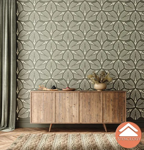 Miniatura 3 de STENCILOGY® / Danubio - Plantilla de pared XL de 23 "x 38", hoja de palma, plantillas de pared grandes para pintura, plantilla de pared floral grande