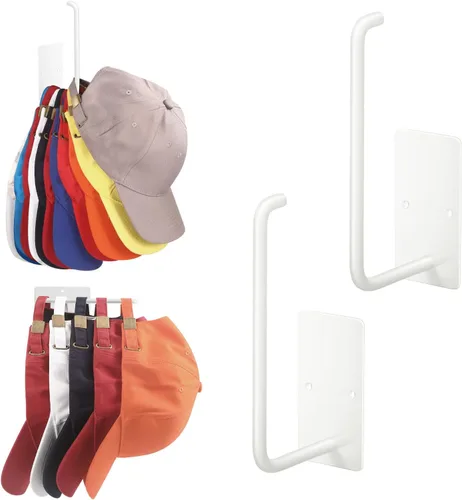 Miniatura 9 de Percheros para gorras de béisbol, paquete de 2 ganchos adhesivos de acero inoxidable para colgar sombreros para pared, organizador de ganchos