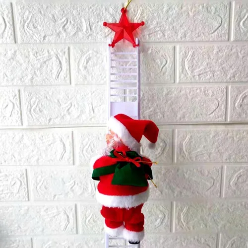 Miniatura 2 de Escalera Trepadora de Santa, Divertida Decoración de Santa Claus Eléctrico Trepando Escalera de Cuerda, Juguete Muñeco de Santa Trepador