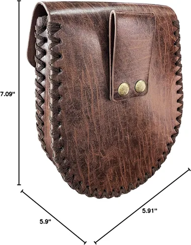 Miniatura 7 de HiiFeuer Cinturón nórdico en relieve, bolsillo lateral de piel sintética medieval retro, bolso de cintura portátil vintage para LARP Ren Faire
