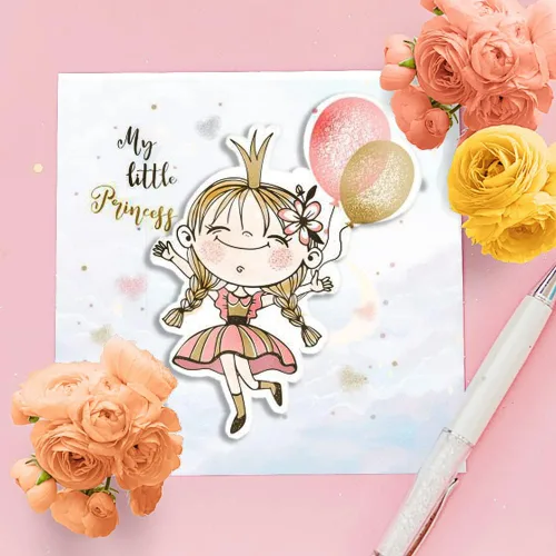 Miniatura 3 de Lindos sellos y troqueles para niñas para hacer tarjetas, palabras de cumpleaños, sello transparente, troqueles de corte de mariposa, troqueles