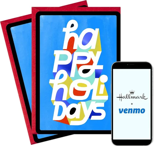 Tarjetas de felicitación de Navidad Hallmark y Venmo (2 tarjetas con sobres) Felices fiestas