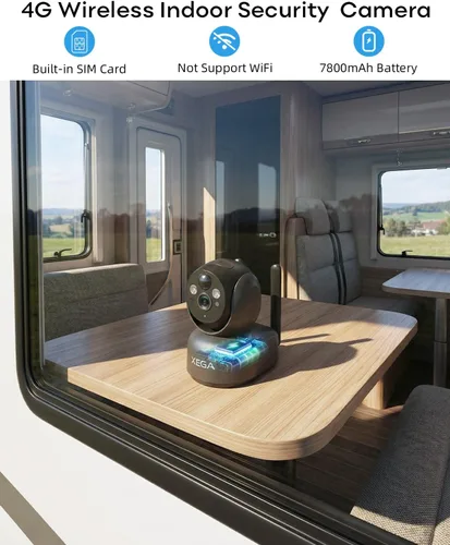 Miniatura 2 de Xega Cámara de seguridad celular 4G inalámbrica para interiores, PTZ 2K sin cámara WiFi para el hogar, RV/viaje/mascota/bebé con aplicación