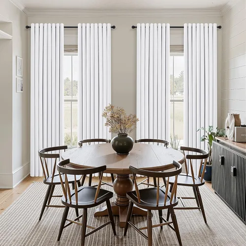 Miniatura 42 de Cream Linen Blackout Curtains 96 Length 2 Panels Set for Living Room Bedroom, 100% Black Out Thermal Insulated Linen Drapes, Room Darkening Grommet