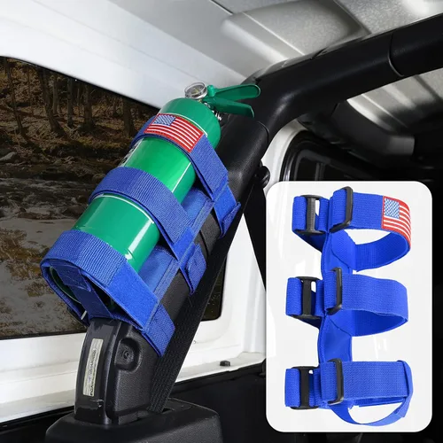 Miniatura 9 de Voodonala Soporte ajustable para extintor de incendios para Jeep Wrangler TJ YJ CJ JK JKU JL JLU JT y Ford Bronco Bronco Sport, soporte de correa