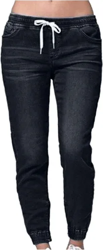 SSDXY Pantalones deportivos de mezclilla para mujer con cordón talle medio desgastados ajustados ajustados ajustados ajustados estilo casual