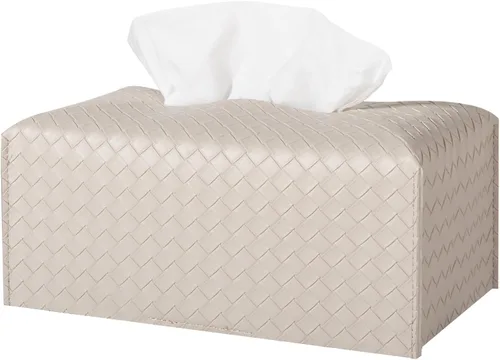 Miniatura 6 de Funda para caja de pañuelos de piel sintética, estuche cuadrado para pañuelos faciales, dispensador de papel facial para baño, encimera de tocador