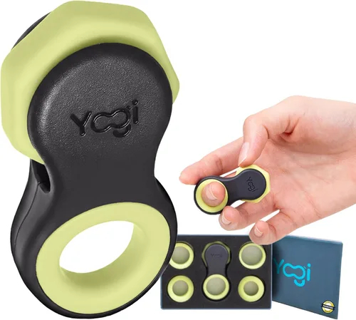 Yogi Fidget Toy para adultos y niños – Juguete sensorial para aliviar el estrés con 5 anillos de silicona para los dedos – Fidget silencioso de