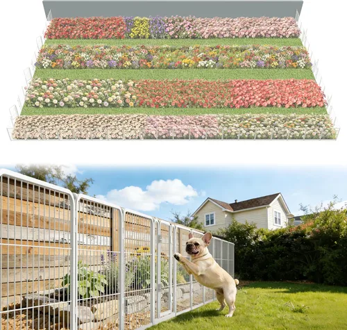 Miniatura 37 de FXW - Valla de jardín metálica y resistente para exteriores, barrera para perros y conejos, fácil instalación, negro, 24 pulgadas de alto x 29.6