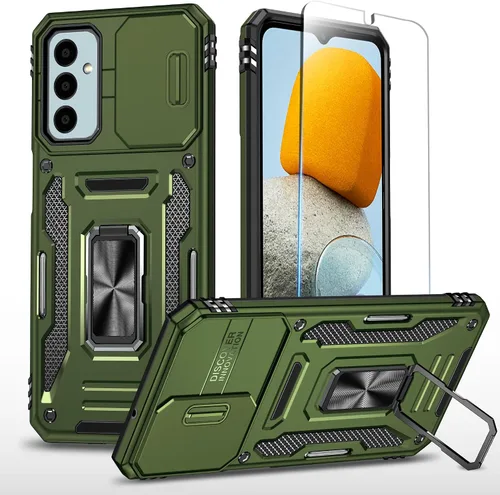 Miniatura 24 de SunStory Funda compatible con Samsung Galaxy A17 5G con protector de pantalla HD, cubierta de cámara deslizante y soporte de anillo giratorio, a