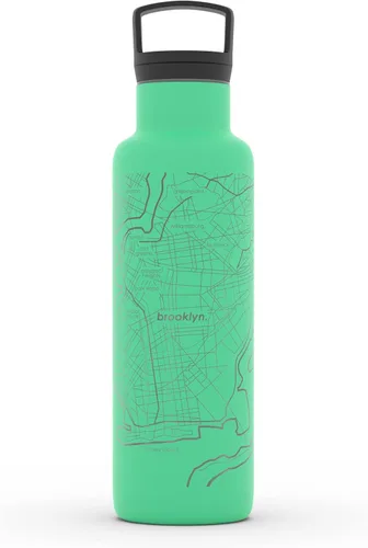 Miniatura 89 de Well Told Botella de agua aislada con mapa de Washington DC grabado, botella de acero inoxidable grabada (21 onzas, blanco) botella aislada de mapa