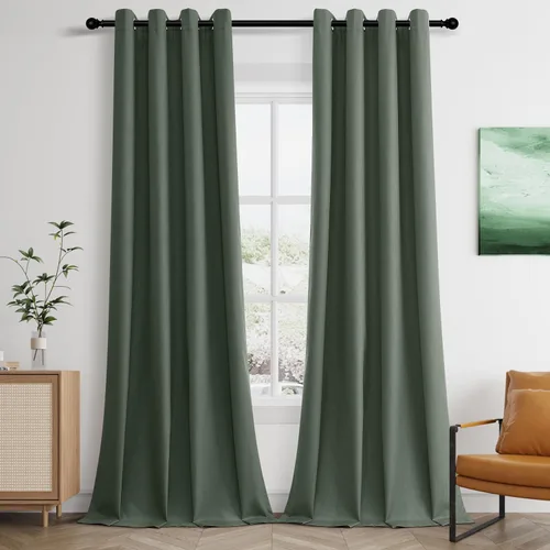 Miniatura 20 de Cream Linen Blackout Curtains 90 Length 2 Panels Set for Living Room Bedroom, 100% Black Out Thermal Insulated Linen Drapes, Room Darkening Grommet