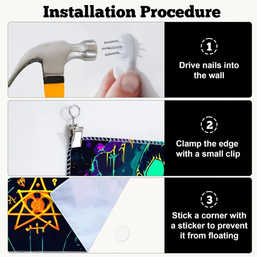 Miniatura 7 de BVBOX Tapiz de Halloween con luz negra, reactivo a los rayos UV que brilla en la oscuridad, póster de tapiz trippy con luz negra para sala de estar