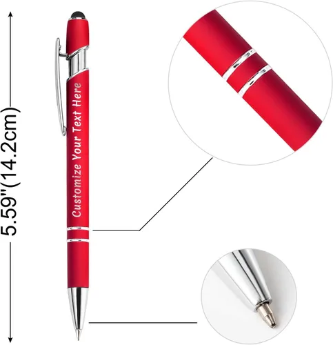 Miniatura 3 de Amlion Bolígrafos personalizados a granel, bolígrafos personalizados con lápiz capacitivo con nombre, mensaje y logotipo grabado, regalo para Rojo