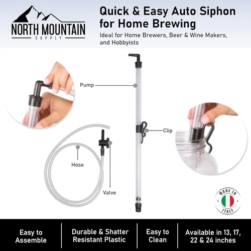 Miniatura 3 de North Mountain Supply Sifón automático de inicio rápido - 22 pulgadas, con clip de cubo, válvula de mariposa y manguera Inicio rápido con válvula