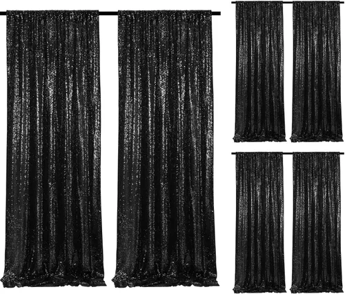 Miniatura 92 de Cortinas de fondo de lentejuelas rosas de 2 piezas, 2 pies x 8 pies, fondo de fotografía, cortina para fiestas con purpurina, fondo de boda, tela