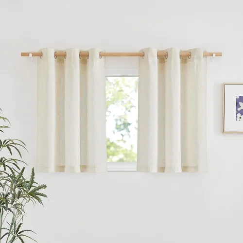 Miniatura 167 de NICETOWN Cortinas de lino natural con textura de lino para dormitorio, mezcla de lino rústica con ojales en la parte superior, semitransparentes
