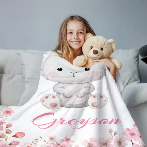 Miniatura 77 de Manta de bebé personalizada para niñas y niños pequeños, recién nacidos, regalos personalizados de vaca floral con nombre y texto, 40 x 30 pulgadas