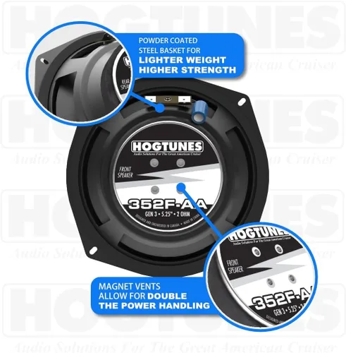 Miniatura 3 de Hogtunes 352F-AA bocinas frontales de 13,3 cm (paquete de 2), compatibles con motocicletas Harley-Davidson 1998-2013
