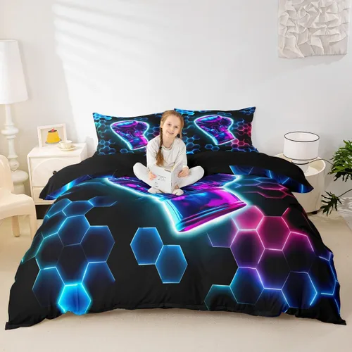 Miniatura 20 de Erosebridal Sports Duvet Cover Football Patchwork Bedding Sets, Geometric Ball Pattern Bed Cover Rugby Game Bed Set Twin