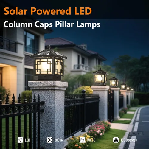 Miniatura 4 de SLAWA Farol de Iluminación Solar de 9.8 Pulgadas para Exteriores, Luz para Tapas de Postes con Lámpara de Columna LED Alimentada por Energía Solar