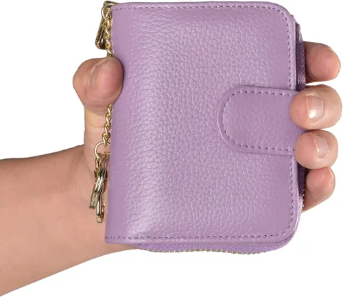 Miniatura 7 de Beurlike billetera de cuero, con tarjetero con bloqueo RFID, organizador, billetera segura para mujer