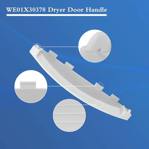 Miniatura 4 de WE01X30378 Manija de puerta de secadora para GE GUD27ESSMWW GUD27ESSM1WW – Reemplaza WE01X25878, WE1M1068, 4958906, AP6983534, PS12743305