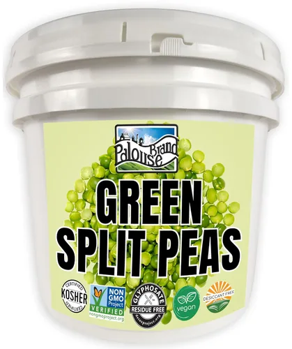 Palouse Brand Guisantes verdes certificados sin residuos de glifosato | Cubo de 25 libras | Sin OMG | Kosher