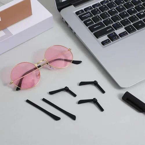 Miniatura 5 de Puntas de silicona antideslizantes para gafas, 10 pares de patillas de repuesto para gafas, almohadillas para orejas, calcetines de tubo