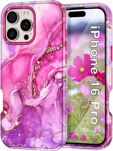 Miniatura 33 de Btscase Funda para iPhone 16e (2025), [probada en caídas de grado militar] Diseño de patrón de mármol delgado, resistente, a prueba de golpes