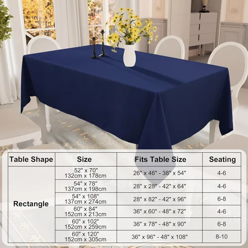 Miniatura 7 de Smiry Mantel rectangular de poliéster impermeable antiarañazos, mantel decorativo de tela lavable para comedor, bufé, fiestas y exteriores, 60 x 84