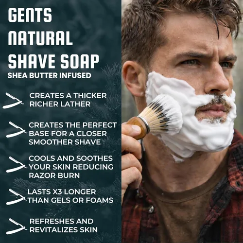 Miniatura 5 de G.B.S Jabón de afeitar para hombre 97% natural enriquecido con manteca de karité y glicerina, crea una rica forma de espuma, 3 onzas cada paquete