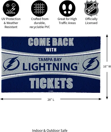 Miniatura 3 de Team Sports America NHL Tampa Bay Lightning Entrada interior y exterior 28 x 16 pulgadas Parte trasera antideslizante Tapetes de bienvenida