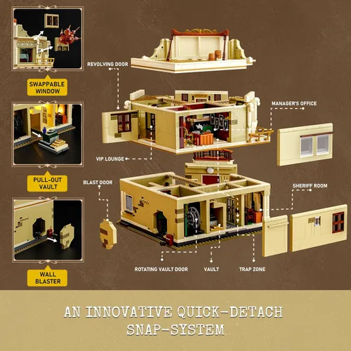 Miniatura 3 de Lumibricks Western Bank Heist Lighting - Juego de ladrillos de construcción – Wild West Outlaw Gold Heist 2875 piezas colección juego de exhibición