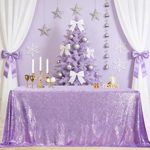 Miniatura 112 de B-COOL Mantel de lentejuelas de 60 x 102 pulgadas, mantel de cumpleaños rectangular azul bebé, brillante, duradero, boda, fiesta, restaurante