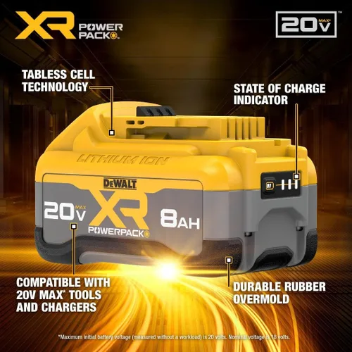 Miniatura 3 de DEWALT Batería de iones de litio POWERPACK de 20 V MAX XR 8 Ah, paquete de 2 (DCB2108-2)