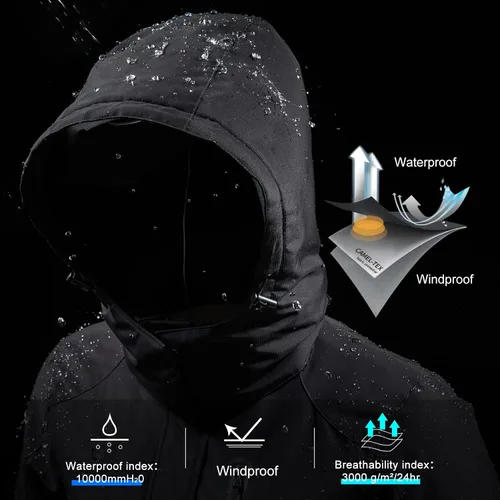 Miniatura 5 de CAMEL CROWN Chaquetas de esquí de invierno cálidas para mujer abrigo de nieve impermeable con capucha chaqueta de lluvia resistente al viento