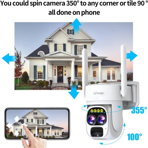 Miniatura 7 de LETSCEE Cámaras de seguridad inalámbricas para exteriores con energía solar para seguridad del hogar, vista de 360° exterior, detección de Paquete