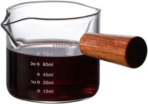 Ochine Vasos de chupito de espresso, vaso medidor, vaso de chupito de espresso, 3.4 fl oz, jarra triple para barista, boquilla individual, vaso de