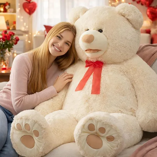 HollyHOME Oso de peluche gigante de 5 pies con huellas grandes, regalo de San Valentín, 5 pies, color beige